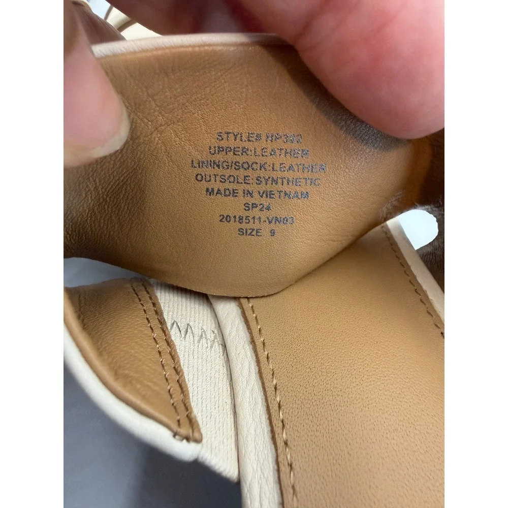 Madewell Cream Tan Kaitlin Leather Block Heel Sandals Square Toe Mule Size 9